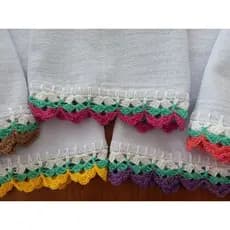 Panos de prato com crochê kit com 10 peças barrado em linha de algodão medidas 66 x 41 cm