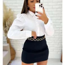Camisa Social com Manga Bufante Feminina Trabalho Social