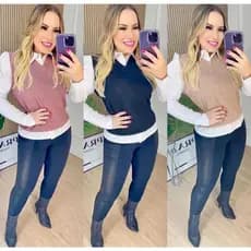 Blusa Social com Sobreposição Falsa / MODA BLOGUEIRA