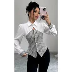 Camisa Social com Cintura Marcada, Manga Longa e Abertura Frontal por Botões