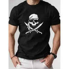 Camiseta Masculina Caveira Pirata 100% Algodão Premium Moda