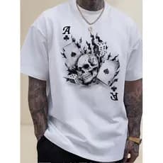 Camiseta Masculina Streetwear Caveira Baralho Algodao Moda