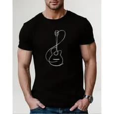 Camiseta Masculina Estampa Violão 100% Algodao Premium Moda