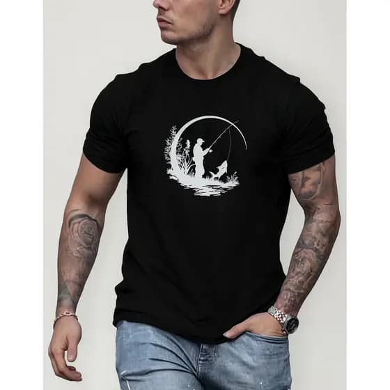 Camiseta Masculina Estampada Pescaria Pesca Peixe Algodao