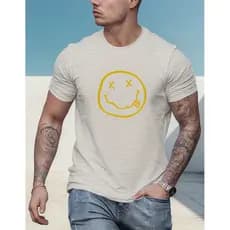 Camiseta Masculina Smiling Face 100% Algodão Premium Estilo