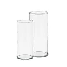 Kit vaso tubo de vidro cilíndrico decorativo 21 e 18cm arranjo flores decoração