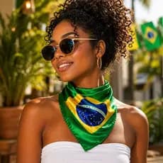 Lenço Brasil Feminino 50x50  | Look Copa Torcida Estiloso | Envio Rápido