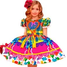 Vestido junino Xadrez Festa junina Vestido Caipira Infantil