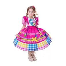 Vestido De Festa Junina Caipira junino São João Pink