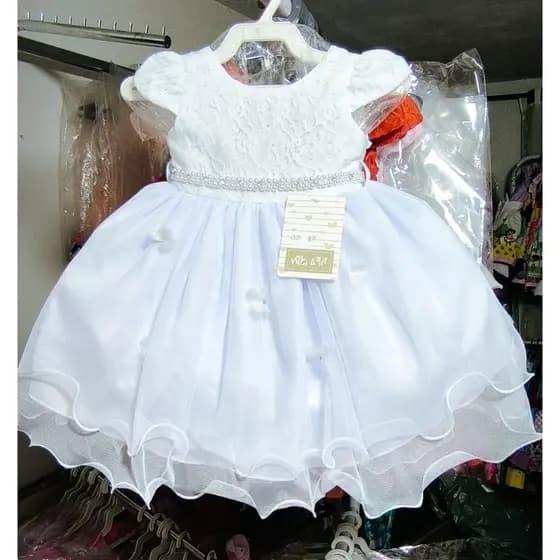 vestido de festa infantil branco para bebê batizado casamento