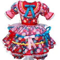 Vestido Infantil Festa junina Sinhazinha Vestido Caipira junino + shortinho