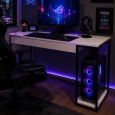 Mesa Gamer Com Suporte Para CPU Home Office Escrivaninha Industrial Quarto Notebook
