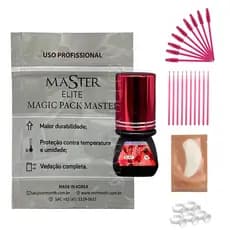 Cola Para Cílios Ruby 3g Master Elite Extensão e Alongamento Cilios Escovinha Microbrush Anel