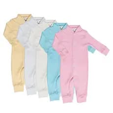 Kit C/3 - Macacão de Bebe Liso Malha Canelada Barato