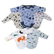 Kit 5 Peças Body Bebe Manga Longa Suedine (Grossinho)  Estampado 100% Algodão Alta Qualidade