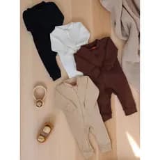 Kit 3 Macacão de Bebe Minimalista com Ziper Suedine Alta Qualidade (0 a 12 meses) (/P/M/G)