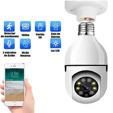 Camera De Segurança e Vigilância Wifi Giratória 360 Visão Noturna Infravermelho Full Hd 1080p