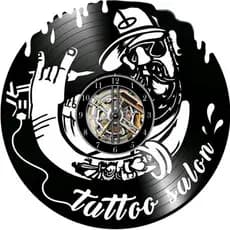 Relógio  de parede Tattoo Studio feito em disco De Vinil - Relógio De Parede Tatuador feito em Vinil Disco LP