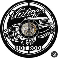 Relógio  de parede RAT ROD feito em disco De Vinil - Relógio De Parede Carro Vintage feito em Vinil Disco LP