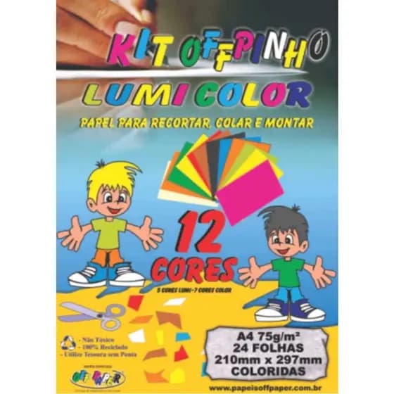 Papel A4 Kit Offpinho Lumi Color 75g 24 fls - OFF PAPER