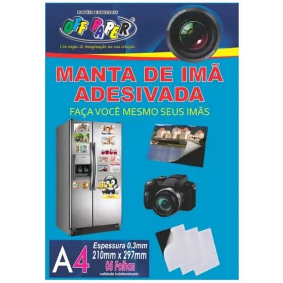 Manta de Imã Adesivada  - 05 unidades no pacote - Folha A4