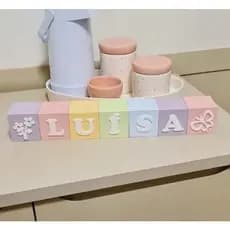 Cubos Dado Com Nome Bebê Quarto Decoração Decorativo Personalizado  Bloco 6x6cm Madeira Nome Criança