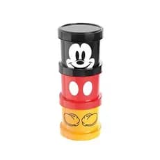 Pote Plástico Redondo Empilhavél Lancheira Papinha Com Tampa Rosca 3 Peças Mickey