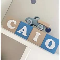 Cubo com Nome Personalizado Quarto Bebê 6x6cm Decorativo Decoração Madeira Bloco com Nome Infantil