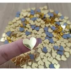 Kit Aplique Mini Coração Acrilico Espelhado Dourado Prata Rose Decorativo