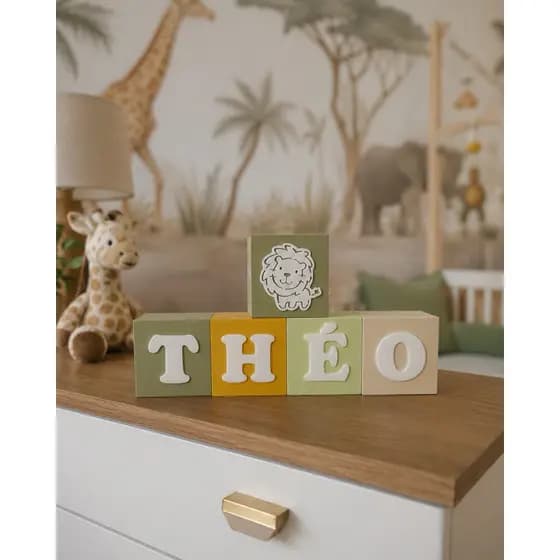 Cubo com Nome Personalizado Quarto Bebê 6x6cm Decorativo Decoração Madeira Bloco com Dado Infantil