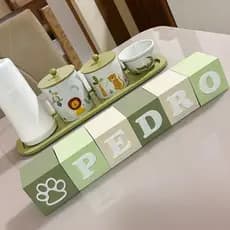 Cubo com Nome Personalizado Quarto Bebê 6x6cm Decorativo Decoração Madeira Bloco com Nome Infantil