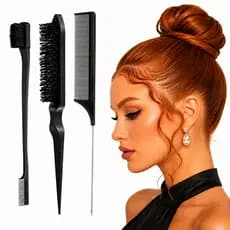 Conjunto de Escova de Cabelo 3 Peças com Pente de Cauda de Mouse - Praticidade e Versatilidade