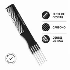 Pente Garfo Dentes Metal  Para Penteados Russos Pente Garfo Carbono Antiestático Dentes Inox Profissional Pente