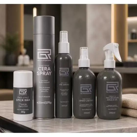 KIT RG  PROFESSIONAL CERA SPRAY MODELAGEM  + FIX WAVES RG BABYLISS+SPRAY LÍQUIDO RG ULTRA FIXAÇ+ AGUA E  SAL VOLUME
