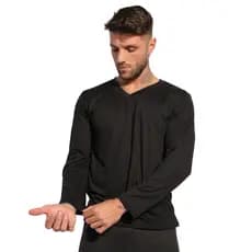 Pijama Longo de Inverno Masculino Manga Longa Suede Linha Noite