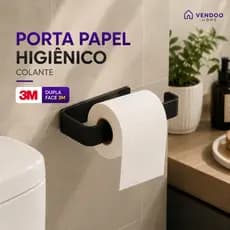 Suporte De Papel Higienico Adesivo Cola 3M Acessorio Banheiro Preto Branco