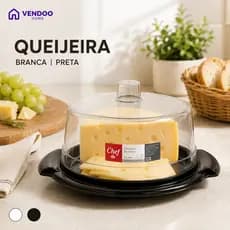Queijeira Plástica com Tampa Transparente Porta Queijo MB 2 Cores para Geladeira e Mesa