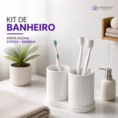 Porta Escovas de Dente Duplo Organizador de Banheiro Suporte para Escova Moderno