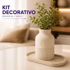 Kit Vaso Decorativo Com Bandeja Home Decoracao Sala Quarto Mesa Aparador