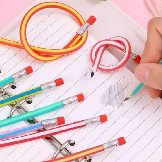 Kit Lápis Flexível Colorido Kawaii Arco Íris Fofo Papelaria Criativa Escolar Lembrancinha Presente Infantil