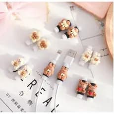 Protetor De Cabo Kawaii Fofo Para Carregador USB Enfeite Cabo Silicone Cute Protetor de cabo Iphone Android