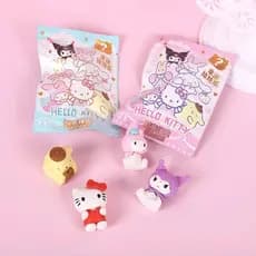 Kit 2 Borracha Surpresa Sanrio Hello Kitty Kuromi My Melody Cinnamoroll Papelaria Kawaii 2 unidades Borracha Surpresa