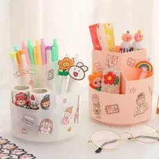 PORTA CANETA MAQUIAGEM ORGANIZADOR MESA CANETAS GIRATÓRIO 360° PORTA CANETAS MAQUIAGEM PAPELARIA FOFA KAWAII MATERIAL