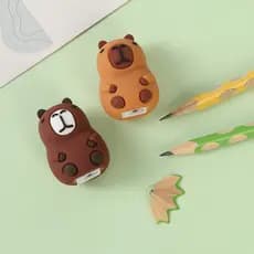 Kit 2 Apontadores Capivara Kawaii Apontador Escolar Fofo com Depósito Material Escolar Infantil Papelaria
