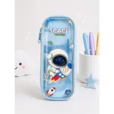 Estojo Astronauta Infantil Transparente Escolar Menino Porta Lápis Espaço Organizador Kawaii