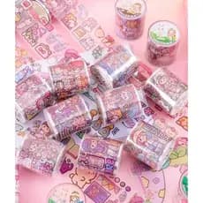 Kit Washi Tape PET Menina Kawaii Sortida Fita Adesiva Decorativa Planner Scrapbook