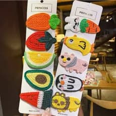 Kit 6 Presilhas Crochê Infantil Artesanal Aplique Para Roupas Mochilas Bolsa Menina Cabelo Infantil Acessório de cabelo