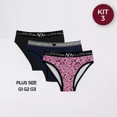 Kit 3 Calcinhas Cós Alto Plus Size 100% Algodão Para Dia a Dia Feminina Adulto Ideal Para o Dia a Dia