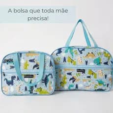 Kit 2 Bolsa Maternidade Mala Saida Maternidade Menino Luxo Bebe Dinossauro Reforçada Passeio Viagem