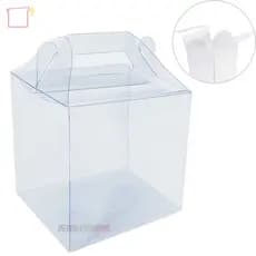 10 Caixa Maletinhas 12x12x12 Transparente para Presentes Maleta com alça mini bolo panetone 250 gr